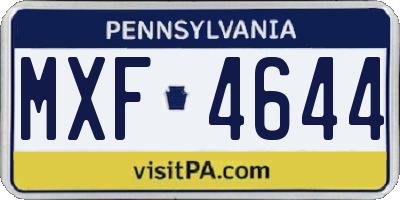 PA license plate MXF4644