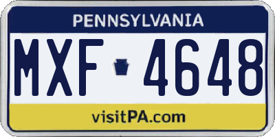 PA license plate MXF4648