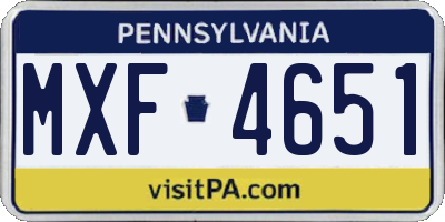 PA license plate MXF4651