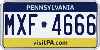 PA license plate MXF4666