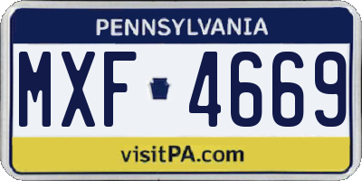 PA license plate MXF4669