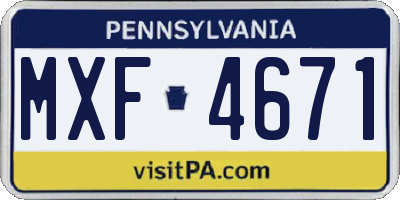 PA license plate MXF4671