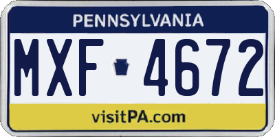 PA license plate MXF4672