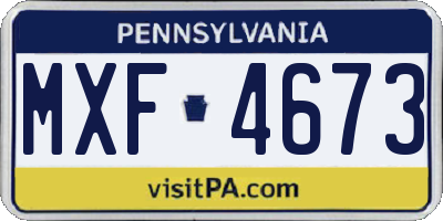 PA license plate MXF4673