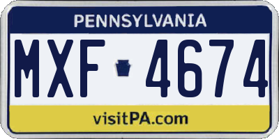 PA license plate MXF4674