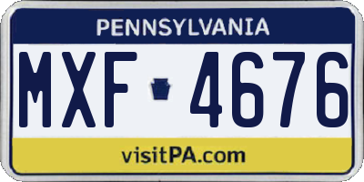 PA license plate MXF4676