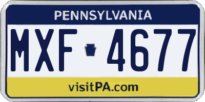 PA license plate MXF4677