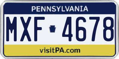 PA license plate MXF4678