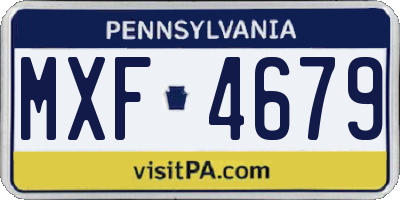 PA license plate MXF4679