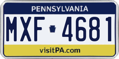 PA license plate MXF4681