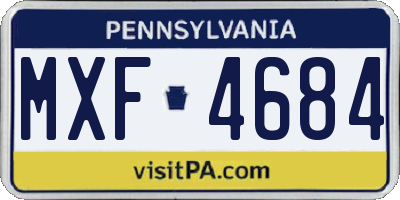PA license plate MXF4684