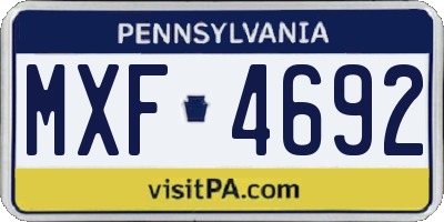 PA license plate MXF4692