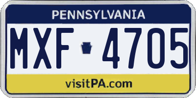 PA license plate MXF4705