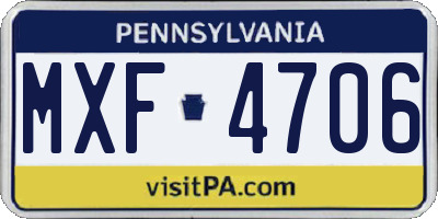 PA license plate MXF4706