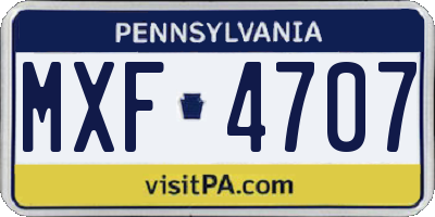 PA license plate MXF4707