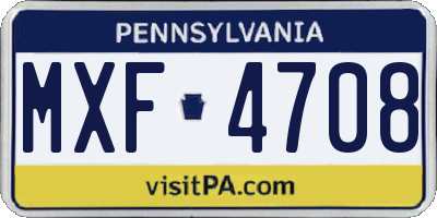 PA license plate MXF4708