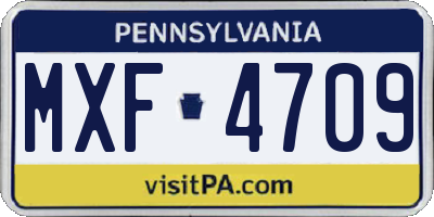 PA license plate MXF4709