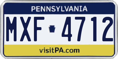 PA license plate MXF4712