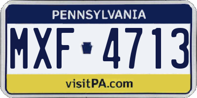 PA license plate MXF4713