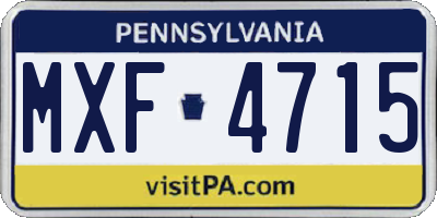 PA license plate MXF4715