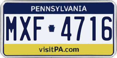 PA license plate MXF4716