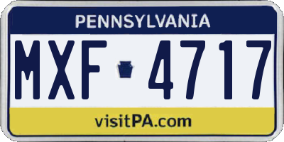 PA license plate MXF4717
