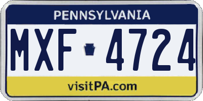 PA license plate MXF4724