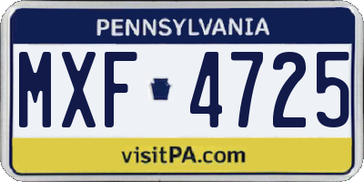 PA license plate MXF4725