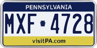 PA license plate MXF4728