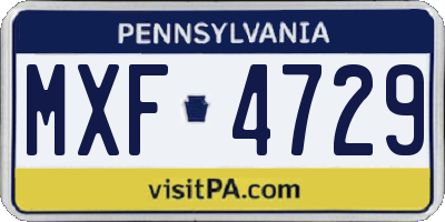 PA license plate MXF4729