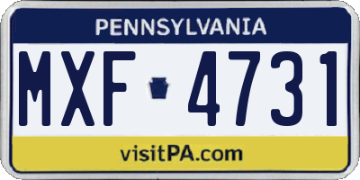 PA license plate MXF4731