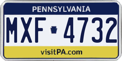 PA license plate MXF4732