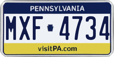 PA license plate MXF4734
