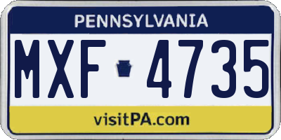 PA license plate MXF4735