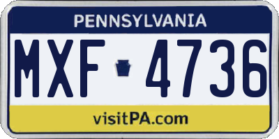 PA license plate MXF4736