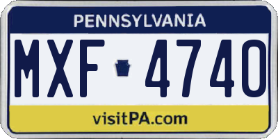 PA license plate MXF4740