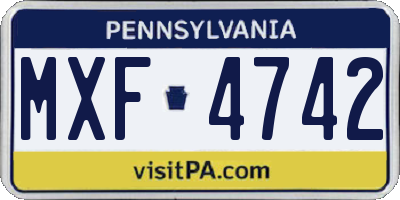 PA license plate MXF4742