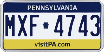 PA license plate MXF4743