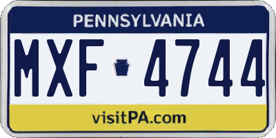 PA license plate MXF4744