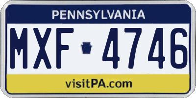 PA license plate MXF4746