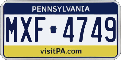 PA license plate MXF4749