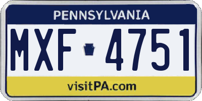 PA license plate MXF4751