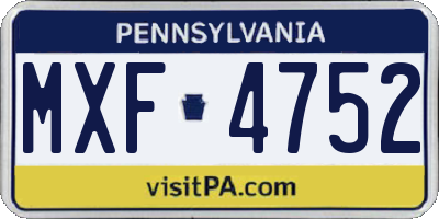 PA license plate MXF4752