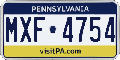 PA license plate MXF4754
