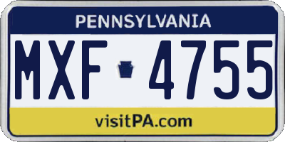 PA license plate MXF4755