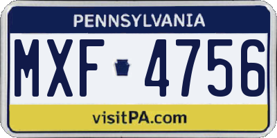 PA license plate MXF4756