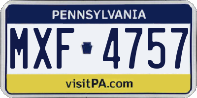 PA license plate MXF4757