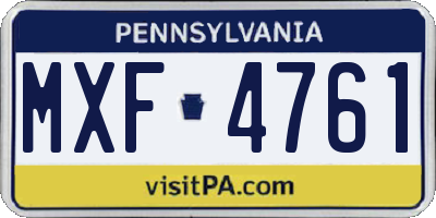 PA license plate MXF4761