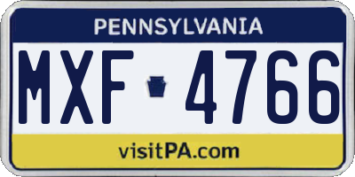 PA license plate MXF4766