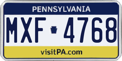 PA license plate MXF4768